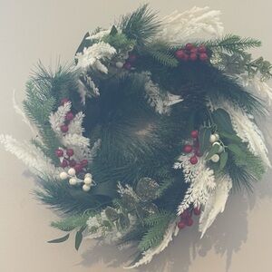 Festive Green and White Holiday Wreaths set of 2